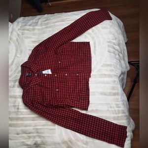 Wild Fable Crop Flannel Pearl Snap